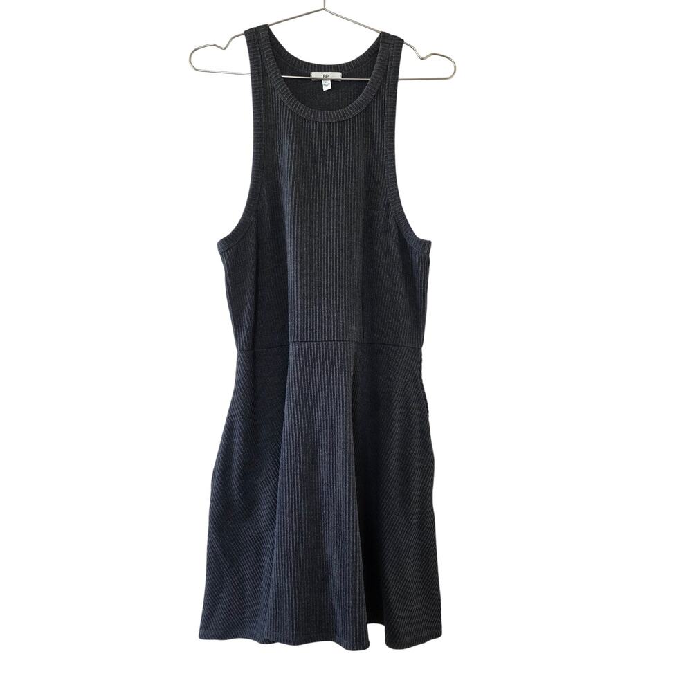 BP Ribbed Knit Sleeveless Skater Dress Womens Size XL Charcoal Gray Stretch